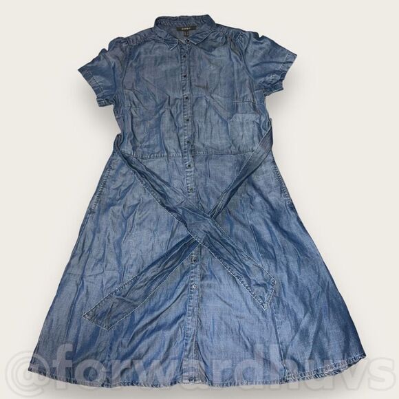 ESprit Light Weight Blue Button Down Dress Size 10 - Picture 7 of 11